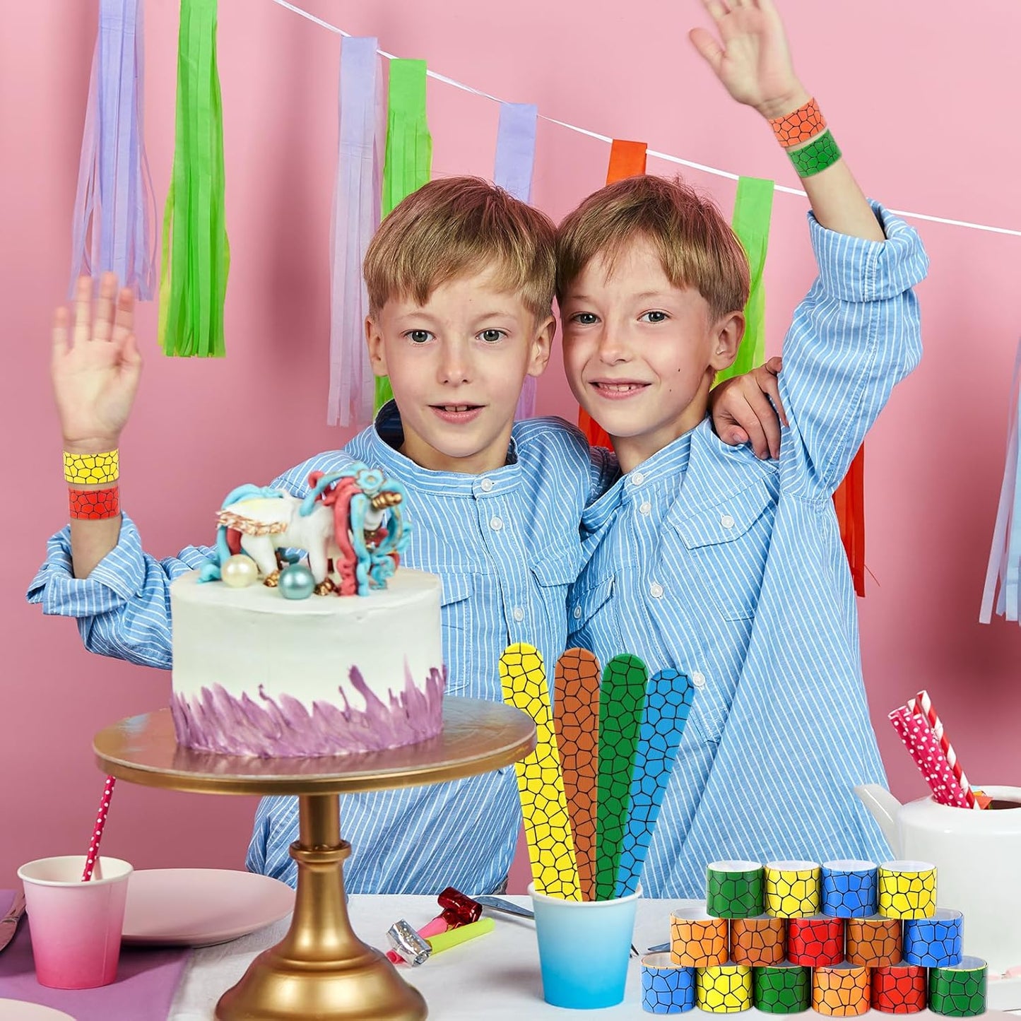 Cartoon Animation Slap Wristband, 24 Pack - Birthday Party Supplies, Cartoon Theme Bracelets Goodie Bag Fillers for Birthday & Theme Parties