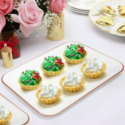 3 Pack Plastic Serving Trays for Party - Gold Serving Tray 8 x 11 Inch - Heavy Duty Dessert Trays for Food - Rectangular Party Serving Trays for Entertaining - Clear Cookie Platters