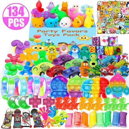 134 PCS Party Favors for Kids, Prizes Treasure Box Toy for Classroom, Goodie Bags Stuffers, Pinata Easter Eggs Filler, Fidget Toys Bulk, Birthday Gifts