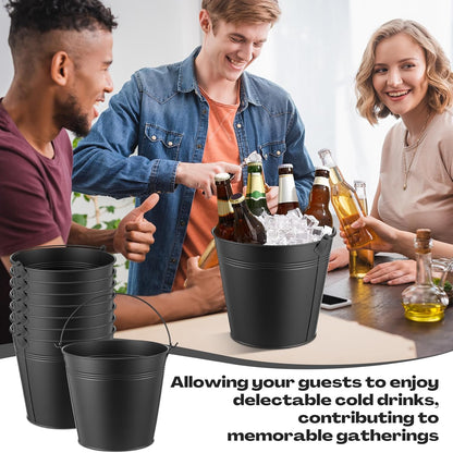 Didaey 24 Pcs Metal Beer Bucket Bulk Ice Bucket Ice Pails with Handle Champagne Soda Party Beverage Chiller for Summer Picnic Pool Wedding Party Supplies Wine Champagne Bar (7.1 x 6.5 x 5.1",Gold)