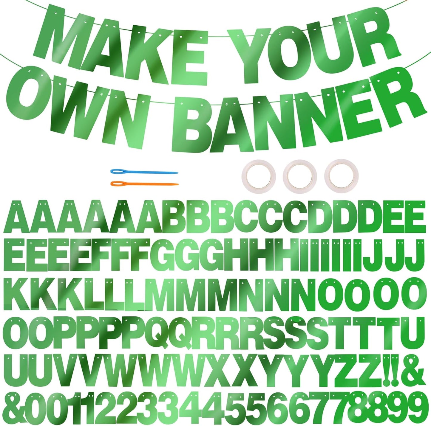 BEISHIDA 116 PCS A-Z DIY Letter Banner Kit Make Your Own Banner Including 111 Letters and Numbers 3 Rope and 2 Threading Device,Customized for Birthday Graduation Wedding Decor Black