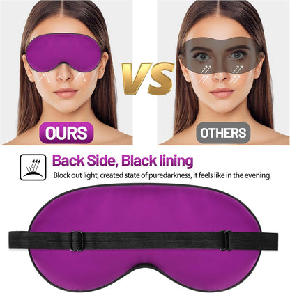 Silk Eye Mask with Adjustable Strap, Satin Blackout Sleeping Mask for Men&Women, Comfortable Blindfold Eyeshade for Night Sleep(Blue)