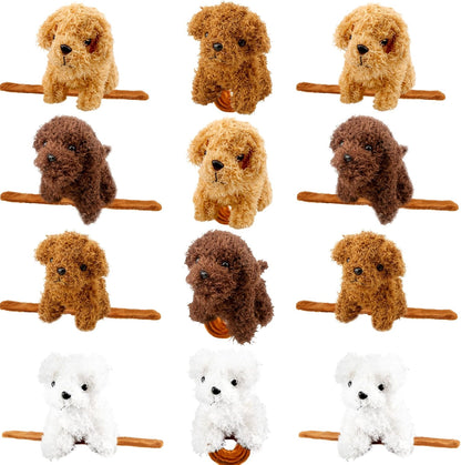 12 Pcs Stuffed Dog Animal Slap Bracelets Plush Puppy Slap Bracelets Teddy Dog Stuffed Slap Wrist Bracelets Bulk for Birthday Party Gifts Favors Goodie Bag Fillers