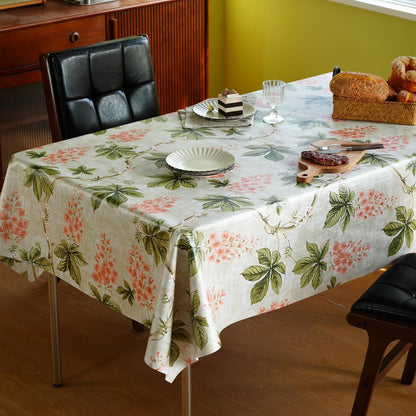 Rectangle Table Cloth,100% Waterproof Tablecloth Oil Proof Spill Proof Vinyl Table Cloth, Wipe Clean Plastic Table Cover for Dining, Camping, Indoor and Outdoor 52" x 70",Leaves