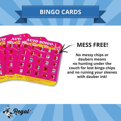 Regal Games Finger-Tip Shutter Bingo Cards with Sliding Windows - Auto Bingo Game Set - Assorted Travel Game for Adults & Kids - Reusable, No Chips & Daubers Needed - 4 Packs - Green