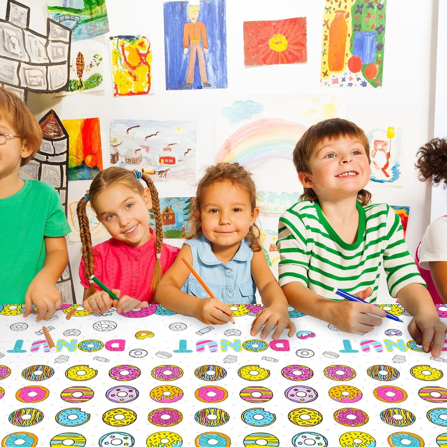 Giant Construction Party Coloring Tablecloth for Kids - Huge Construction Theme Table Cover Large Dump Truck Vehicle Painting Poster for Children Birthday Party Supplies 54x108 Inch