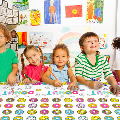 Giant Construction Party Coloring Tablecloth for Kids - Huge Construction Theme Table Cover Large Dump Truck Vehicle Painting Poster for Children Birthday Party Supplies 54x108 Inch