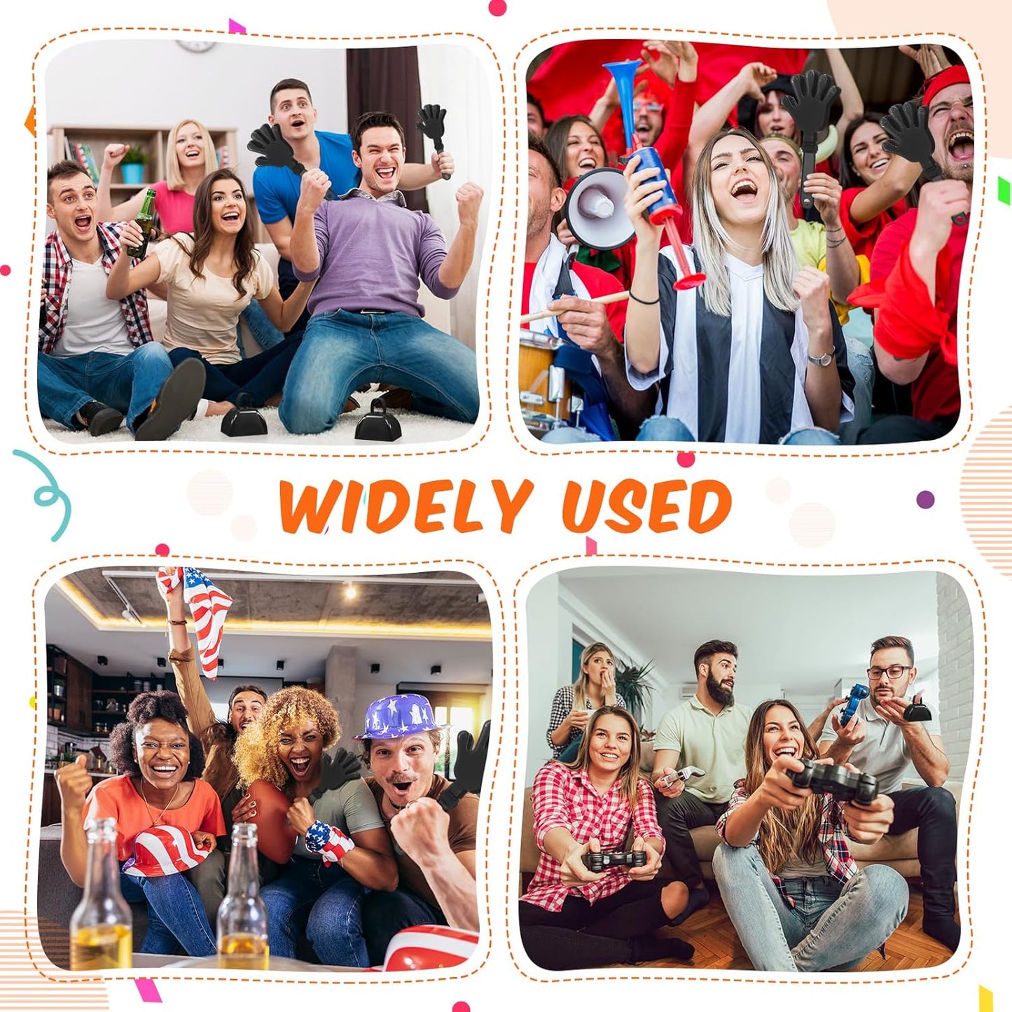 24 Pcs Hand Clappers and Metal Cowbells Noise Makers Cheering Clappers Cow Bells Handle Cheers Dance Basketball Football Noise Makers Sporting Events Graduation School Sports Party (Purple)