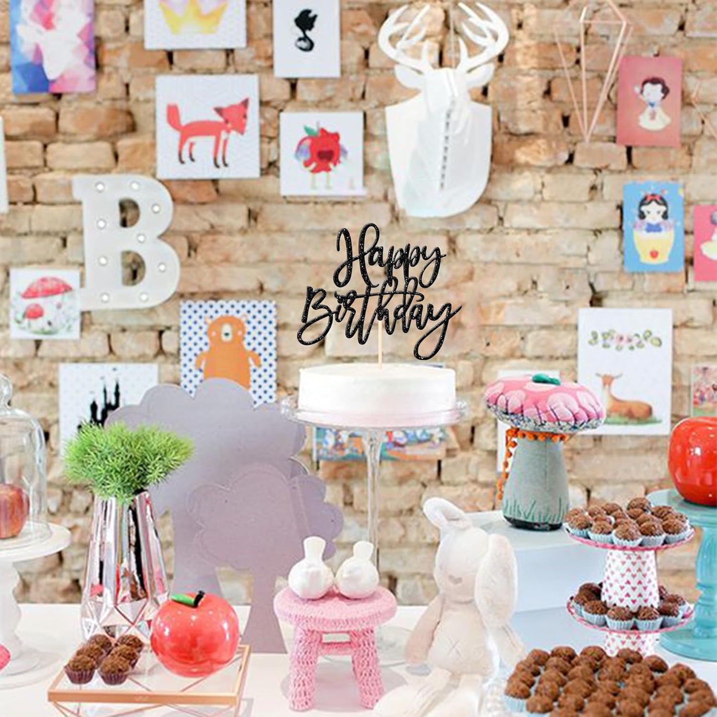 ZHUOWEISM 1 PCS Gold Happy Birthday & Anniversary Cake Topper