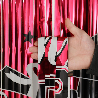 Gradution Party Suppiles Backdrop Decoration 2026, Claas of 2026 Streamer Tinsel Foil Fringe Curtains, Photo Booth Prop Backdrop, Black Grad Photo Backgrounds