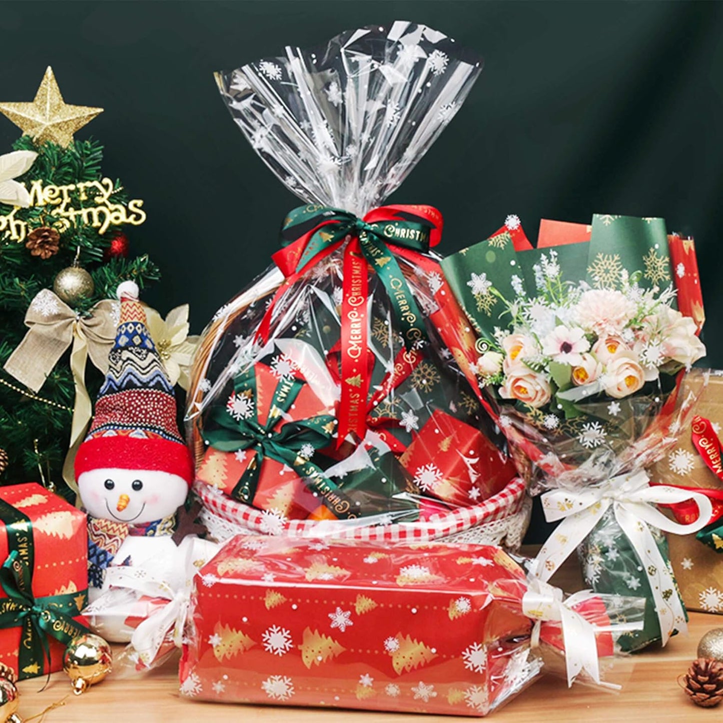 JOYIT 100 ft Clear Cellophane Wrap Roll (31.5 in x 100 ft) - 3 Mil Thicken Cellophane Roll,Cellophane Bags Large,Wrapping Paper for Flower Gift Baskets Wrap (31.5" fold into 16")