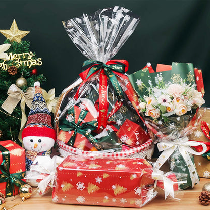 JOYIT 100 ft Clear Cellophane Wrap Roll (31.5 in x 100 ft) - 3 Mil Thicken Cellophane Roll,Cellophane Bags Large,Wrapping Paper for Flower Gift Baskets Wrap (31.5" fold into 16")