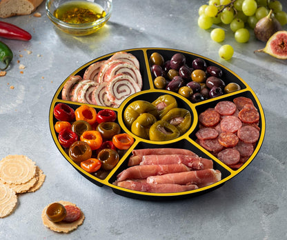 Plasticpro 6 Sectional Round Plastic Serving Tray/Platters Clear Pack of 2