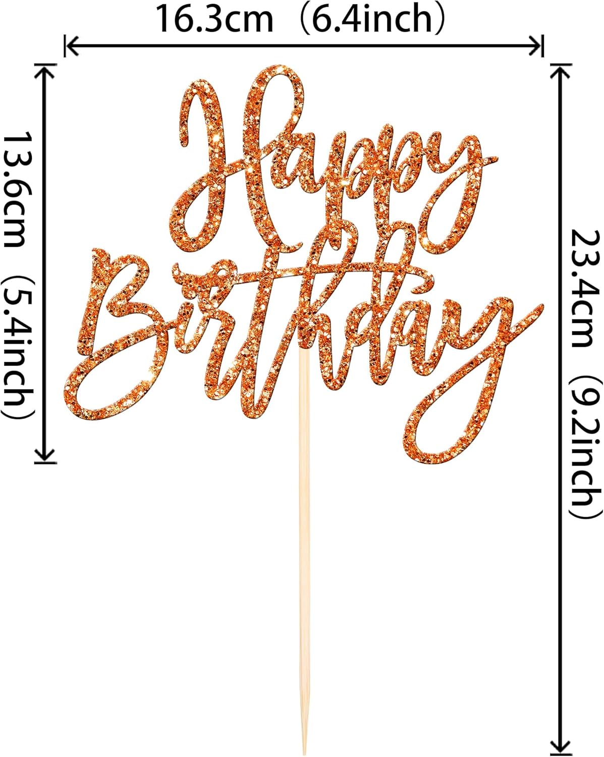 ZHUOWEISM 1 PCS Gold Happy Birthday & Anniversary Cake Topper