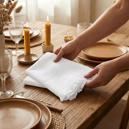 ACCENTHOME Natural Cotton Linen Napkin Set of 12 18x18 inch Dinner Napkins - Washable Soft Premium Hotel Quality Reusable Hemmed Edges Napkins Perfect Table Linens for Family Dinners, Weddings