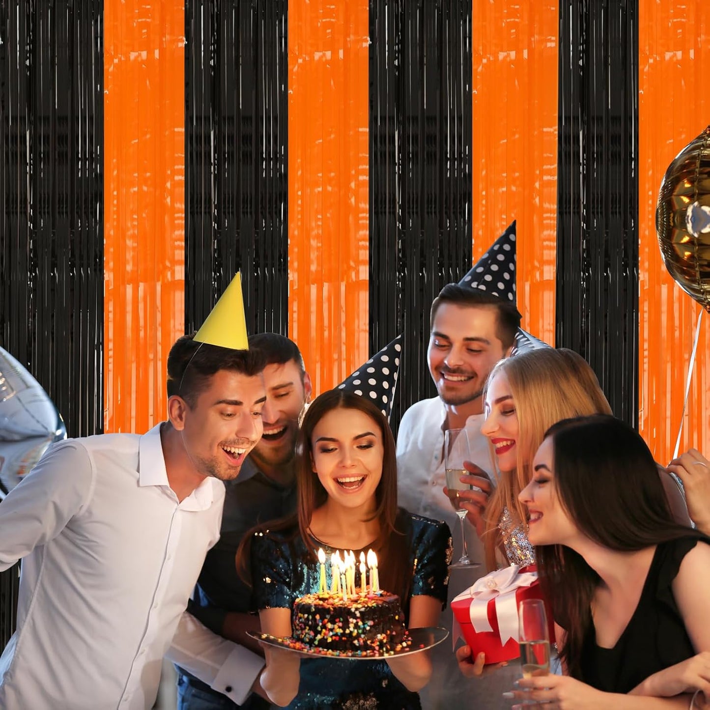 2 Pack 3.2ft x 8.2ft Silver Metallic Tinsel Foil Fringe Curtains, Door Streamer Photo Booth Backdrop for Birthday Graduation Engagement Bridal Shower Bachelorette Baby Shower Party Decorations