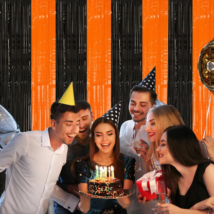 2 Pack 3.2ft x 8.2ft Silver Metallic Tinsel Foil Fringe Curtains, Door Streamer Photo Booth Backdrop for Birthday Graduation Engagement Bridal Shower Bachelorette Baby Shower Party Decorations