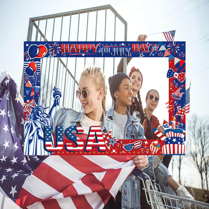 4th of July Independence Photo Booth Prop, Posing Selfie Supplies Funny Picture Decorations for Patriotic Memorial Themed Party Favor Masquerade Backdrop Decor Supplies