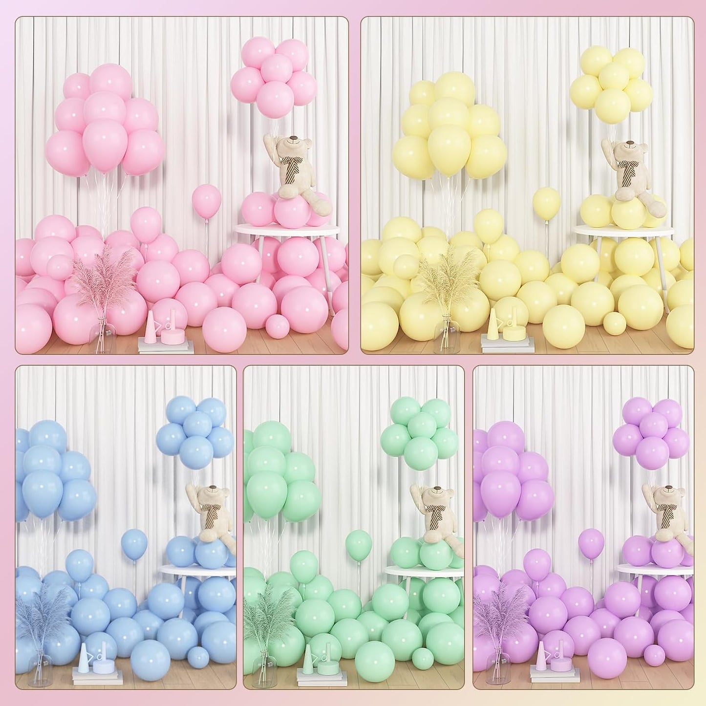Amandir 153pcs Pink Purple Balloon Garland Arch Kit, Different Sizes 18 12 10 5 inch Pink Purple Red Latex Metallic Confetti Purple Balloons for Girl Women Birthday Bridal Baby Shower Party Decoration