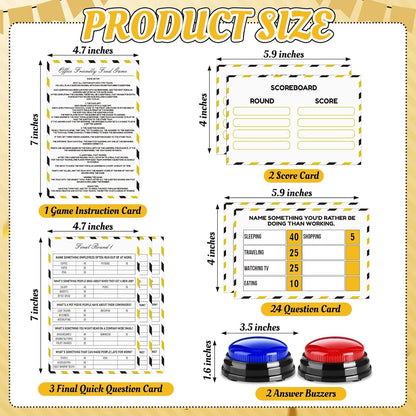 20 Pcs Retirement Friendly Feud Game Set Retirement Party Game Trivia Quiz with 18 Card 2 Buzzer for Adults Family Games Activities Party Supplies, Battery Not Included