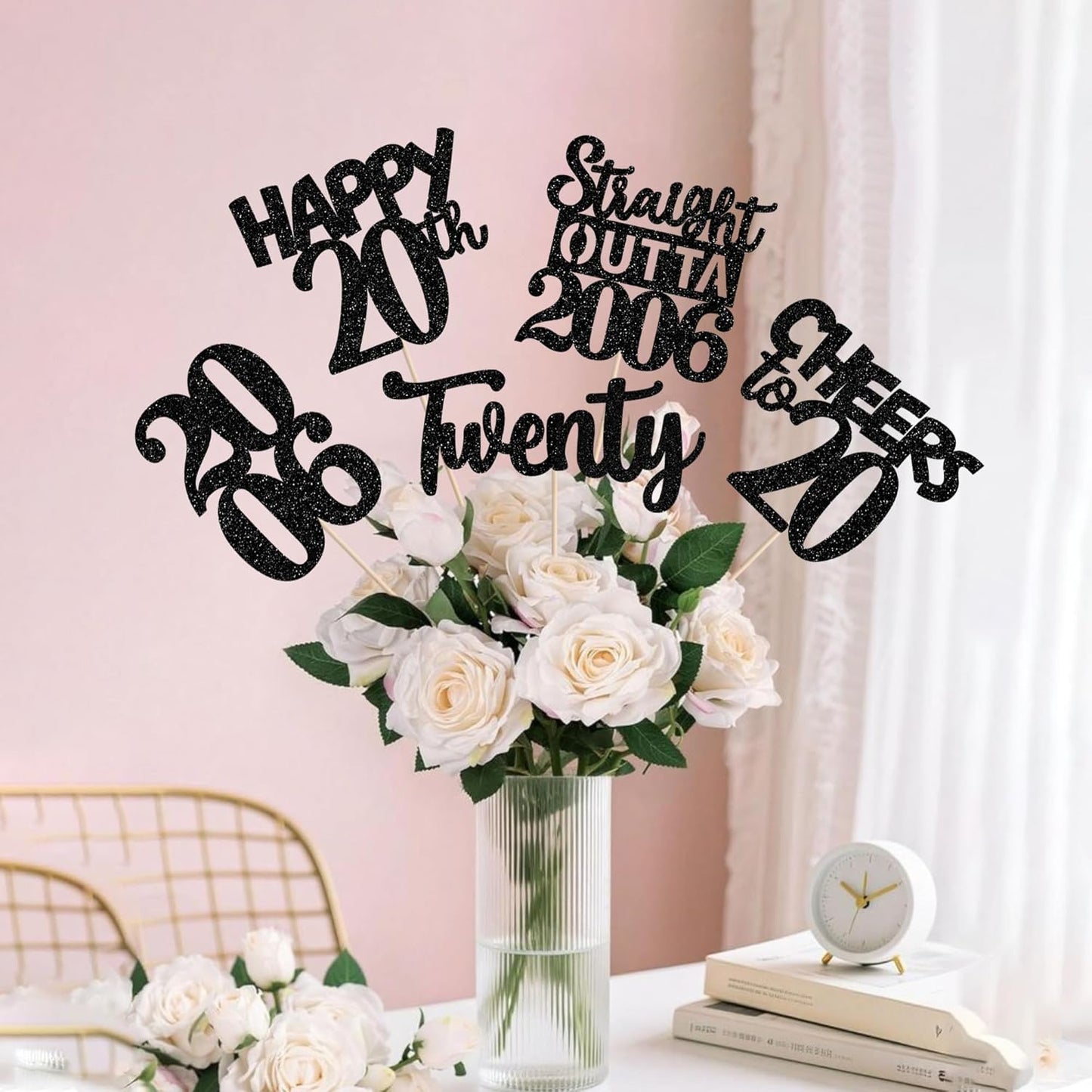 15 PCS 50th Birthday Centerpiece Sticks Fifty Happy 50th Straight Outta 1976 Table Flower Centerpieces Sticks Cheers to 50 Floral Decorations for 50th Birthday Party Centerpieces Supplies Black