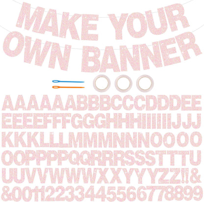 BEISHIDA 116 PCS A-Z DIY Letter Banner Kit Make Your Own Banner Including 111 Letters and Numbers 3 Rope and 2 Threading Device,Customized for Birthday Graduation Wedding Decor Black