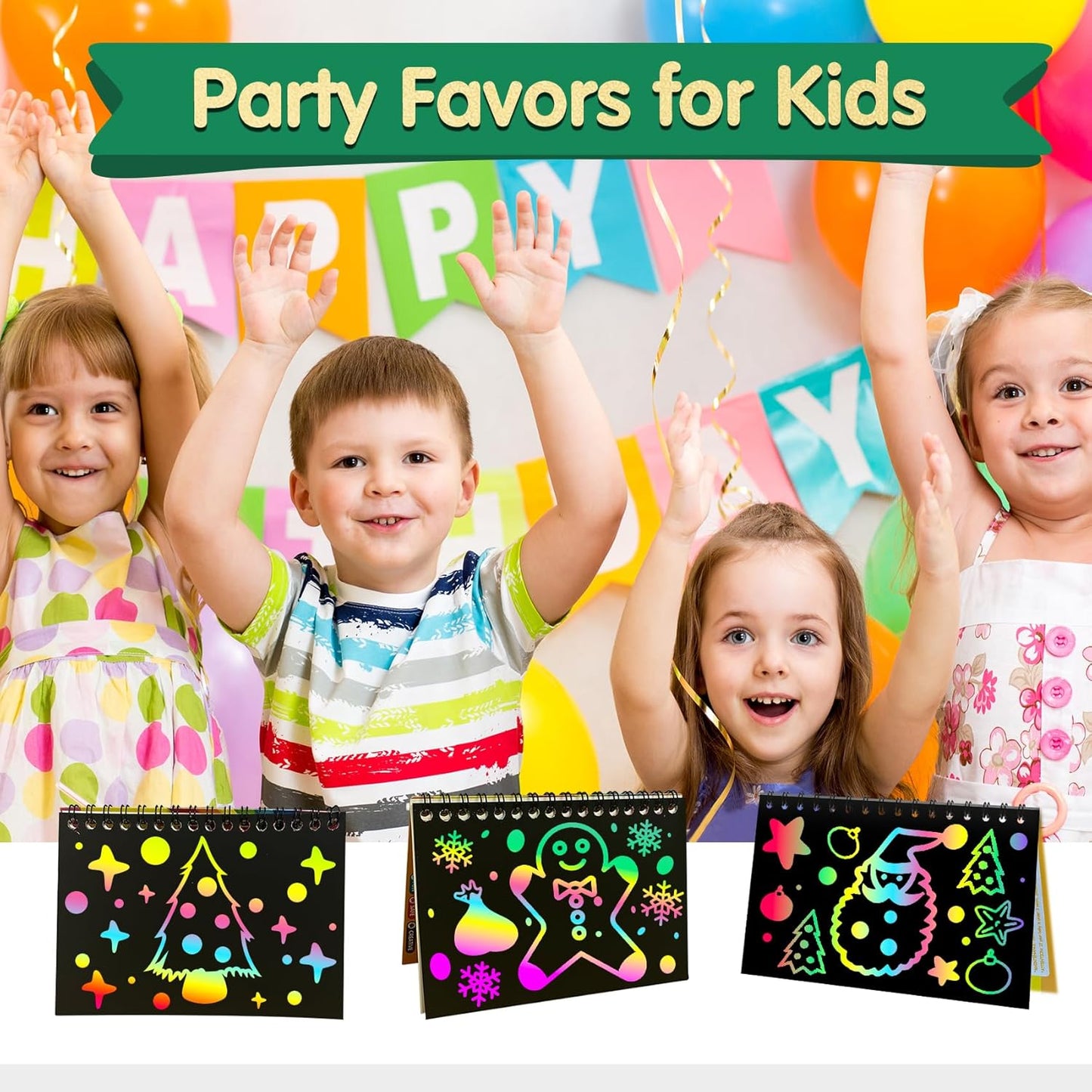 ZMLM 24 Pack Scratch Art Party Favors: Birthday Party Favors for Kids 4-8, Bulk Rainbow Scratch Notebook Paper Pads, Goodie Bags Stuffers Girls Boys Classroom Gifts Crafts Toys