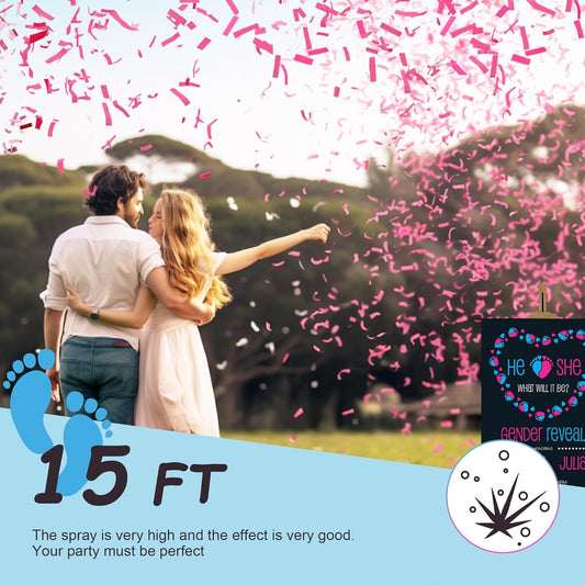 POPUPARTY 4 Pack Gender Reveal Confetti Cannon | No Powder Confetti Poppers | Ideal for Baby Girl Gender Reveal Decoration (4 Pink)