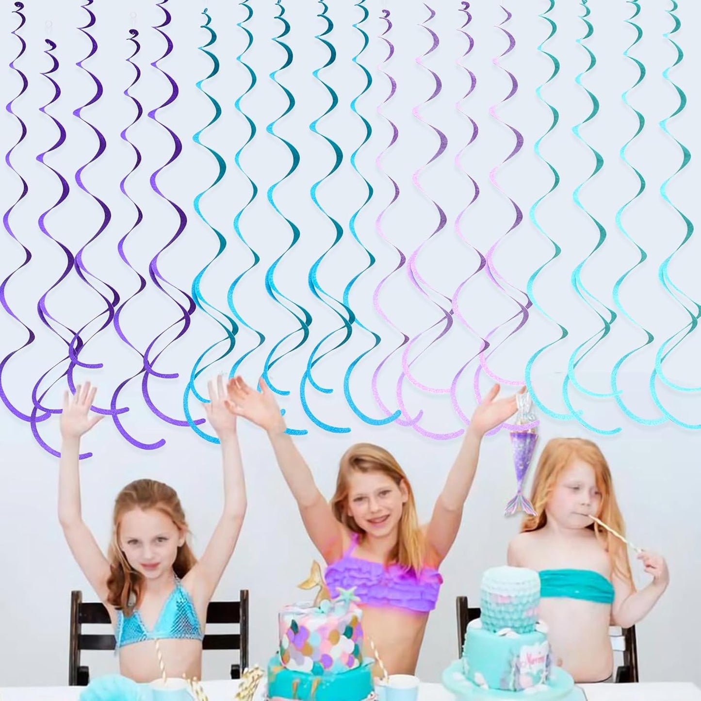 36 Pcs Blue Hanging Swirl Decorations Ombre Royal Blue White Felt Swirl Streamer Spiral Ceiling Garland for Birthday Wedding Baby Shower Graduation Under The Sea Nautical Ahoy Achor Party Supplies