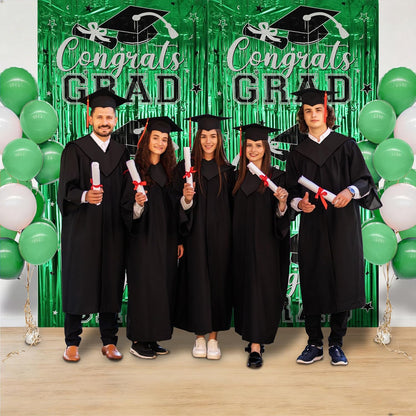 Gradution Party Suppiles Backdrop Decoration 2026, Claas of 2026 Streamer Tinsel Foil Fringe Curtains, Photo Booth Prop Backdrop, Black Grad Photo Backgrounds