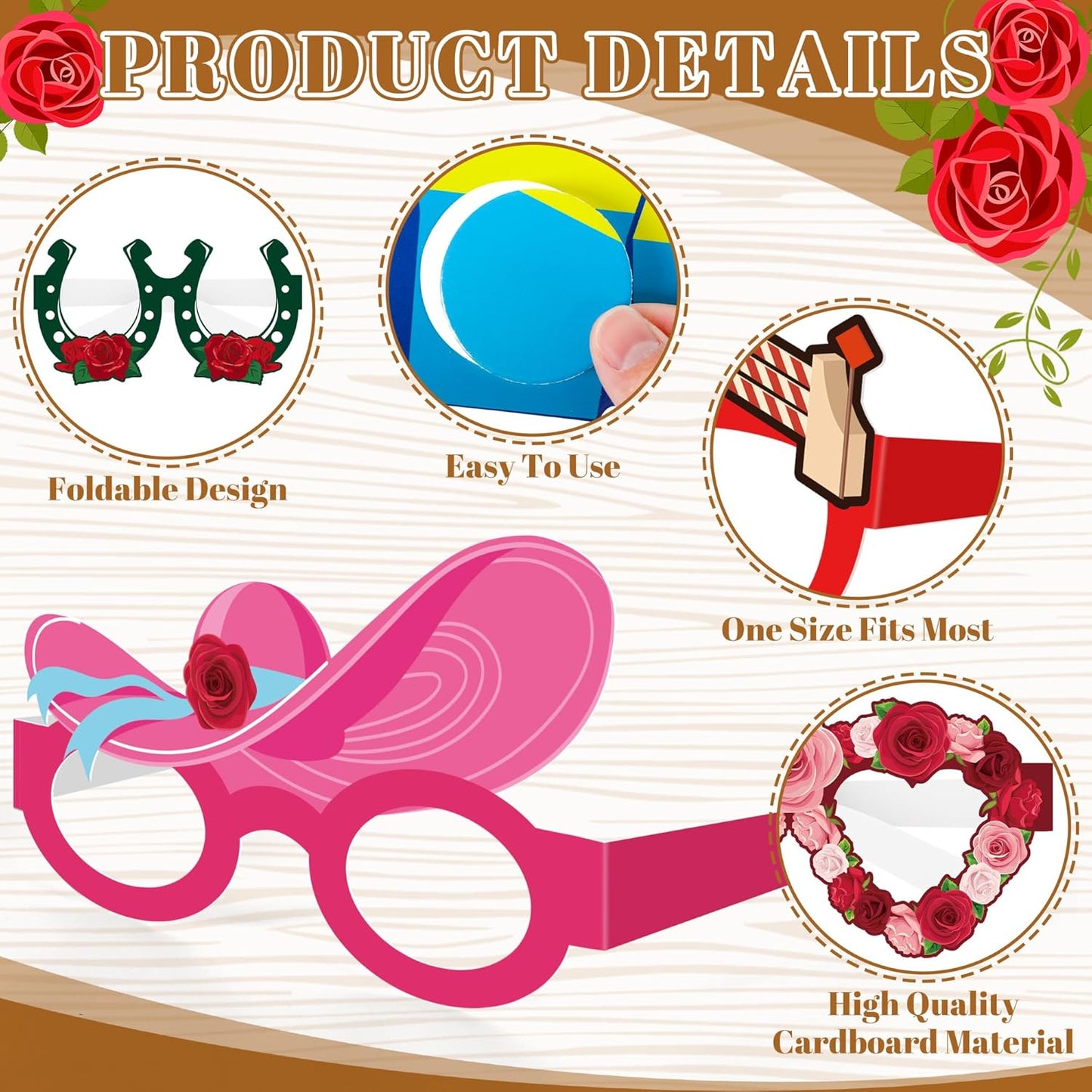 24PCS Hawaiian Party Decorations, Hawaiian Cardboard Glasses Bulk, Luau Party Sunglasses Frame Tropical Dress Pool Props Accessories, Hawaii Carnival Summer Pool Party Decorations for Women Men