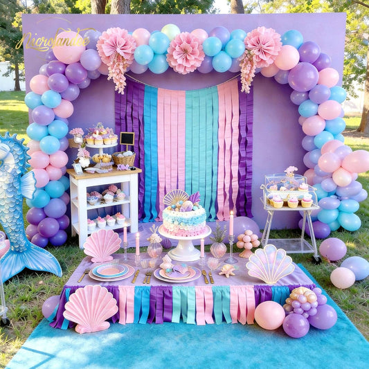 NICROLANDEE Party Streamers Decorations - 8 Rolls Crepe Paper Streamers Tassels Streamer Paper for Birthday Party, Baby Shower, Class Party, Family Gathering Supplies Purple Pink Blue