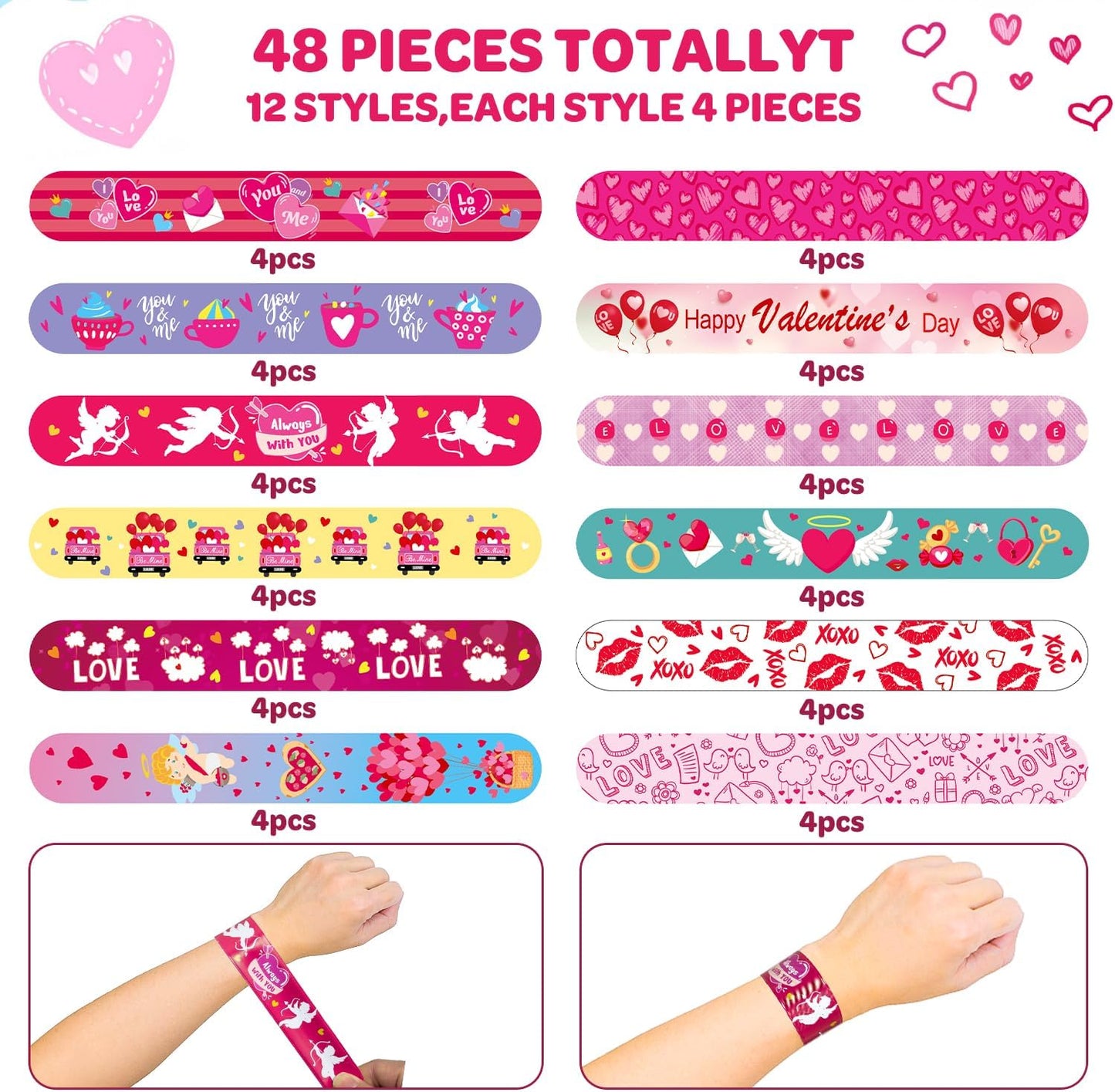 48 pcs 4th of July Slap Bracelets Toys, 4th of July Party Favors Supplies Patriotic Accessories Decorations