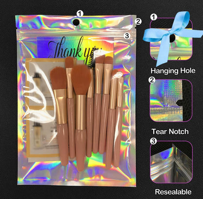Trunple Smell Proof Bags & Resealable Foil Pouch Mylar Sample Bag Great for Party Favor Food Storage (Holographic Color) (50pcs-6x9 inch)