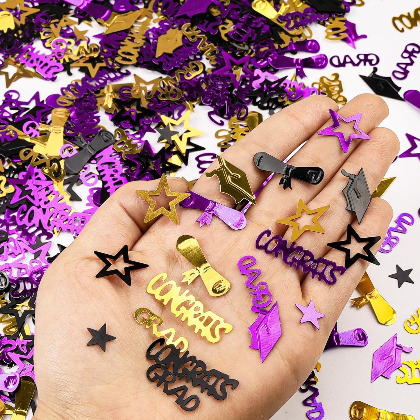 Gold and Black Graduation Confetti 2026, 1000 Pcs Congrats Grad Confetti Class of 2026 Party Table Centerpiece for 2026 Graduation Party Decorations