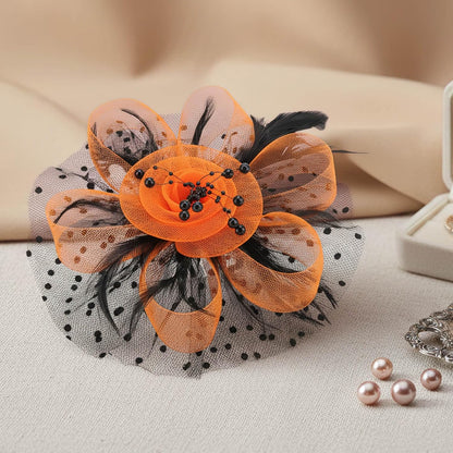 DRESHOW Fascinators Hat Flower Mesh Ribbons Feathers on a Headband and a Clip Tea Party Headwear for Girls and Women - Colors A
