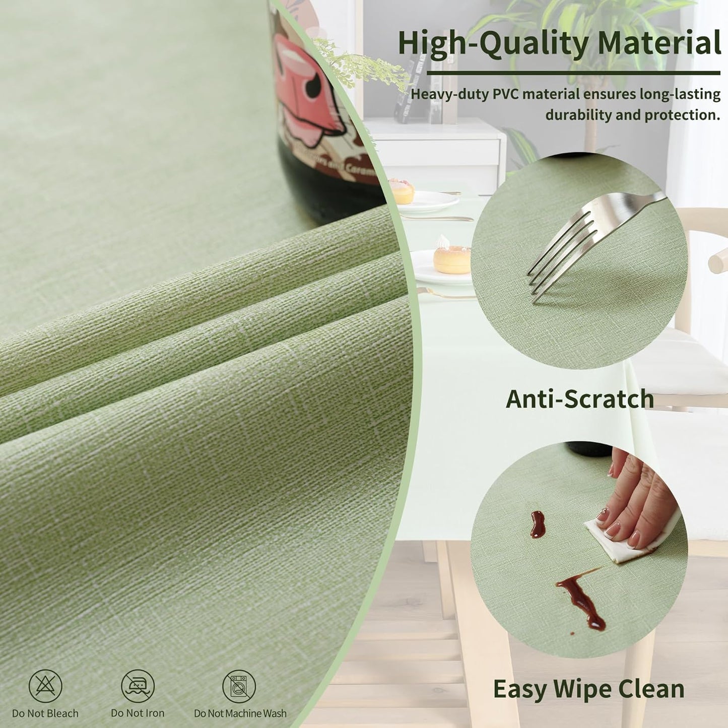 Rectangle Table Cloth,100% Waterproof Tablecloth Oil Proof Spill Proof Vinyl Table Cloth, Wipe Clean Plastic Table Cover for Dining, Camping, Indoor and Outdoor 52" x 70",Leaves