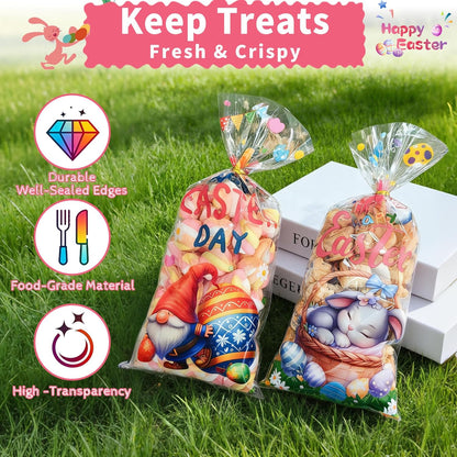 Soarvita Wildflower Cellophane Treat Bags: 50Pack Clear Plastic Floral Goodie Bags with 60 Ties for Cookies Snacks & Gift Packaging, Spring Candy Bag for Baby Bridal Shower Wedding Party Favors