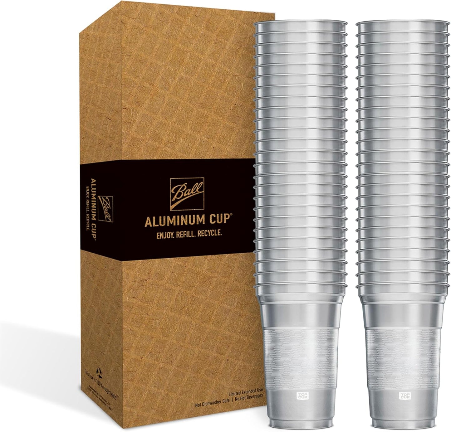 Top Cup – 16 Ounce, 30 Count, Reusable Aluminum Party Cups | Cold-Holding, Recyclable, Made in USA