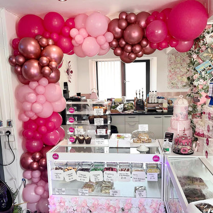 COKAOBE Pink Orange Balloon Garland Arch Kit, 124pcs Hot Pink Orange Chrome Metallic Gold Latex Balloons for Birthday Wedding Baby Shower Tropical Party Supplies Summer Party Decorations
