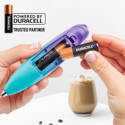 Zulay Kitchen Powerful Milk Frother Wand With Duracell Batteries - Ultra Fast Handheld Drink Mixer - Electric Whisk Foam Maker for Coffee, Lattes, Cappuccino & Matcha - Z1 Motor - Black - Colors D
