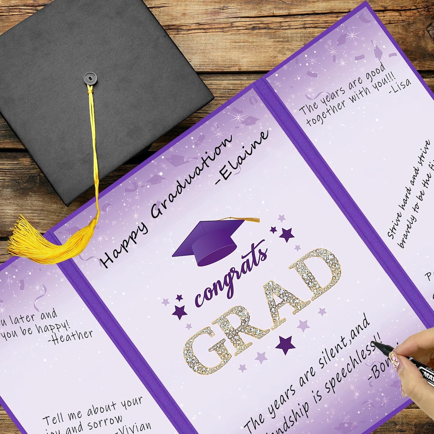 Vlipoeasn 2026 Graduation Guest Book Alternative, Black Gold Class of 2026 Graduation Party Decorations, Graduation Signature Book for 2026 College High School, Unique Graduation Gifts for Friends