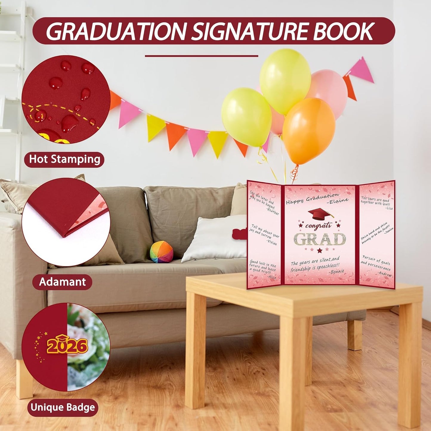 Vlipoeasn 2026 Graduation Guest Book Alternative, Black Gold Class of 2026 Graduation Party Decorations, Graduation Signature Book for 2026 College High School, Unique Graduation Gifts for Friends