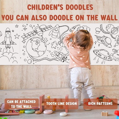 2PCS Children's Drawing Roll, Coloring Paper Roll for Kids Gift, 120 * 11.8 Inches DIY Painting Drawing Paper Roll, Sticky Drawing Paper Roll, Early Educational Toys for Kids (Animal World)