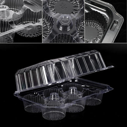 JarThenaAMCS 80 Pack Plastic Cupcake Containers 4-Compartment Clear Boxes Disposable Cupcake Tray Holders 4 Cavity Cupcakes Carriers with Deep Dome for Muffin Packaging