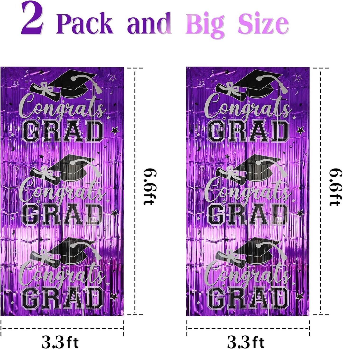 Gradution Party Suppiles Backdrop Decoration 2026, Claas of 2026 Streamer Tinsel Foil Fringe Curtains, Photo Booth Prop Backdrop, Black Grad Photo Backgrounds