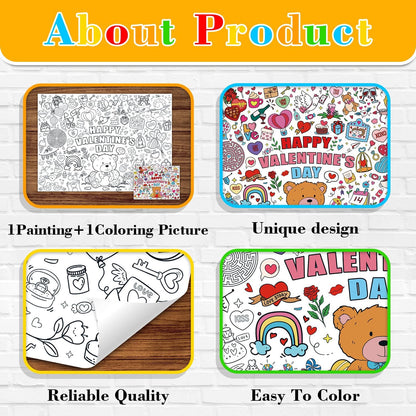 43.3x31.5 Summer Coloring Poster with Picture, Giant Cute Painting Poster, Large Coloring Tablecloth for Classroom Home Birthday Party Supplies Favor