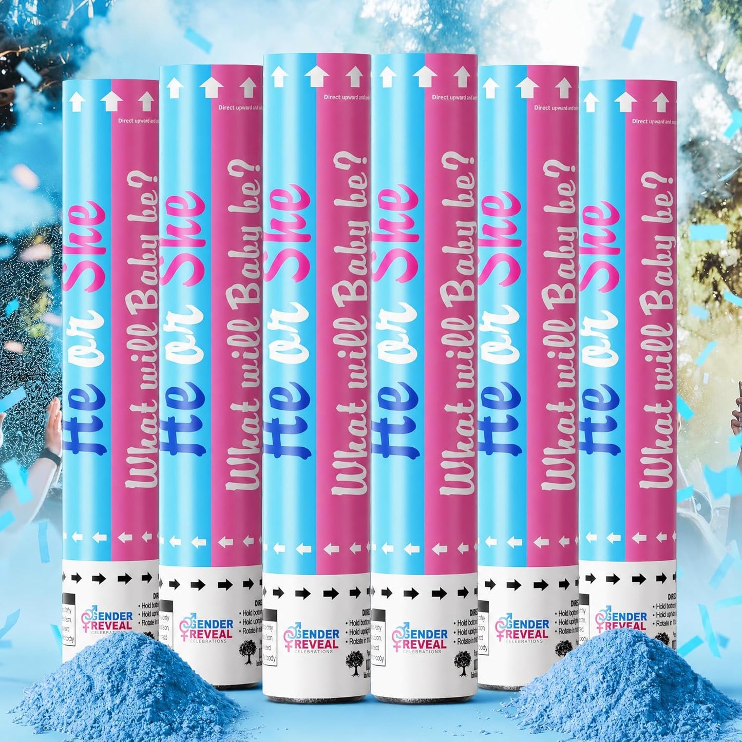 POPUPARTY 2Pack pink Gender Reveal Confetti smoke Powder Cannon, Confetti and Powder Poppers | Ideal for Baby girl Gender Reveal Decoration and party