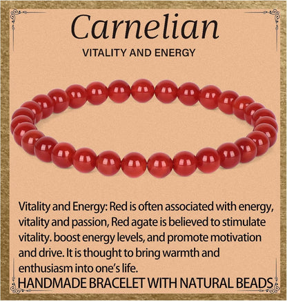 LPBeads Handmade Natural Gemstone Stretch Elastic Bracelet Healing Crystal Round Stone Beads Jewelry Gifts for Women Men