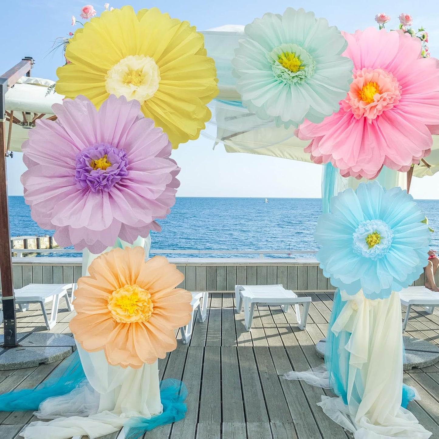 Giegxin 20 Pcs 31.5'', 23.6'', 11.8'', 9.8'' Pink Giant Paper Flower Boho Large Tissue Flower for Wall Pink Pom Pom Floral Decoration for Wall Wedding Bridal Shower Classroom Tea Party Birthday Decor